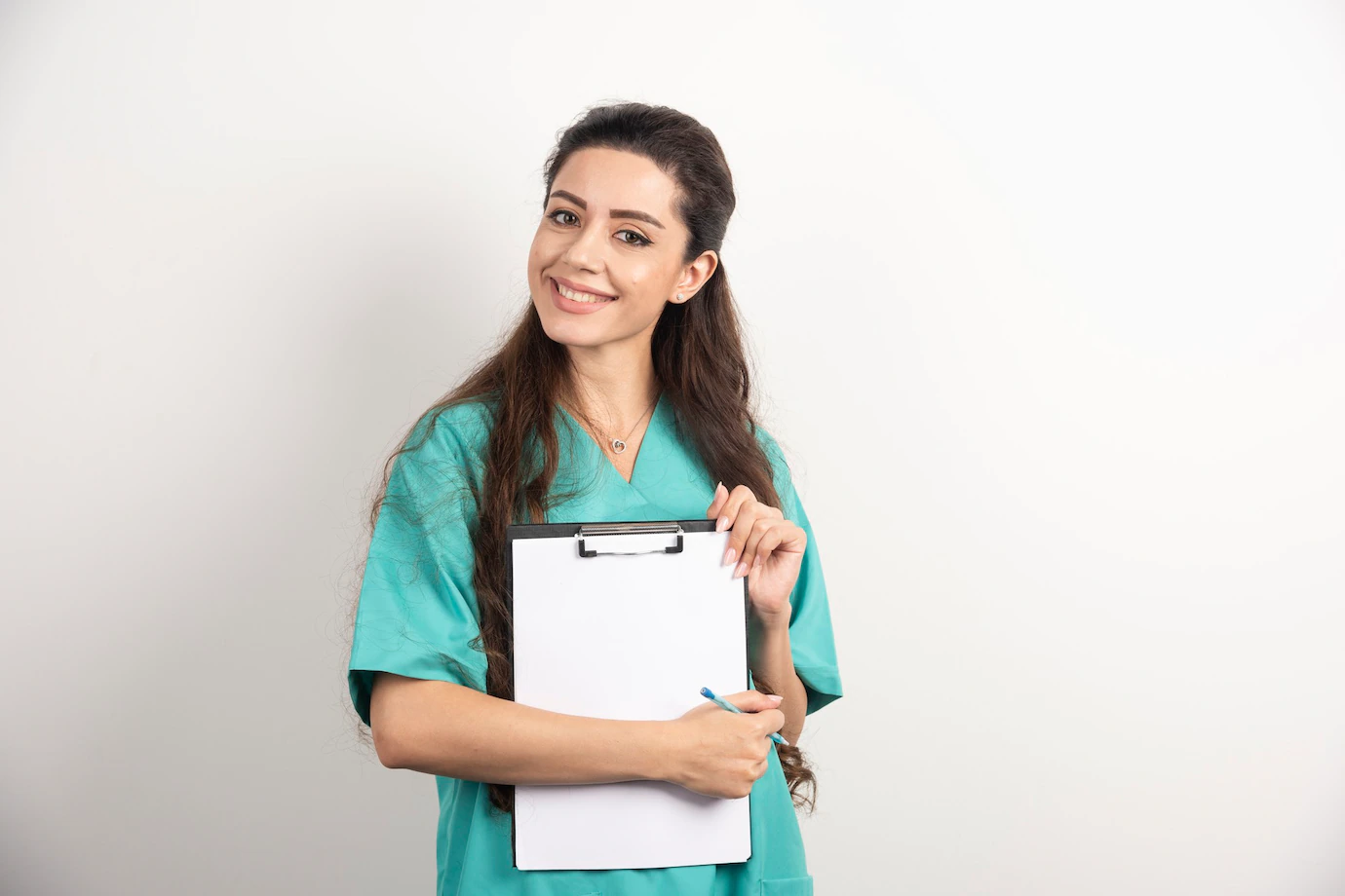 young female medical employee holding medical records 114579 64289